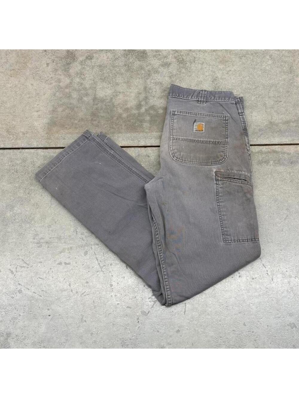 vintage carhartt faded grey relaxed baggy fit cargo pants size 32 x 34